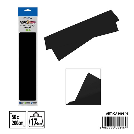 [0238243] Papel crepé negro 50x200cm - Papelería para manualidades y papel