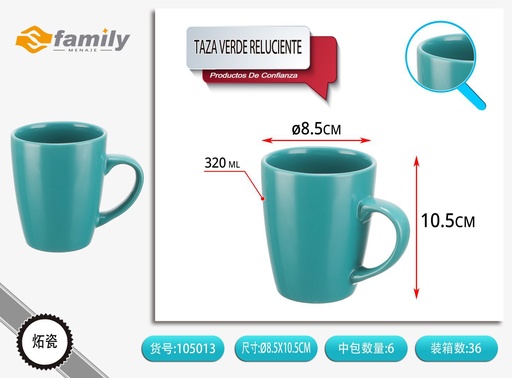 [105013] Taza verde reluciente 320 ml - Cerámica y vajillas
