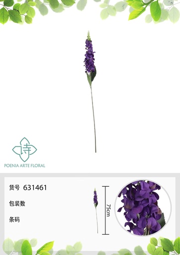 [631461-3LILA] Rama de jacinto de seis ángulos de 75 cm - Decoración floral