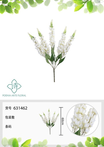[631462-1BLANCO] Ramo de jacinto de 5 puntas con llama 60 cm - Flores artificiales decorativas
