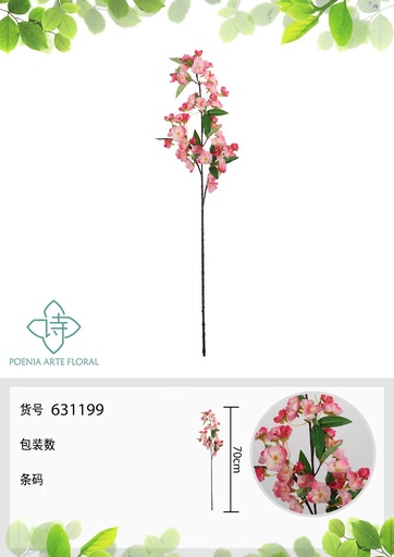 [631199FUCSIA] Ramo de begonia sola 75 cm - Ramo decorativo VARAFLOR
