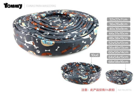 [YM2977Q] Set de cama para perros con lazo de poliéster 10 piezas 68x58x16 cm - Cuna para mascotas