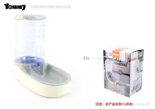 [YM0136] Dispensador de comida redonda para mascotas 3.5L - Comedero para mascotas