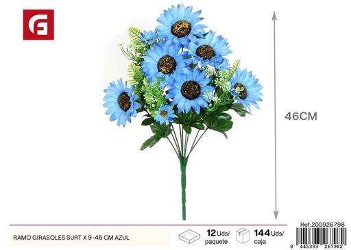[200926798] Ramo surtido de girasoles azules 9 piezas 46 cm - Ramos de flores vibrantes