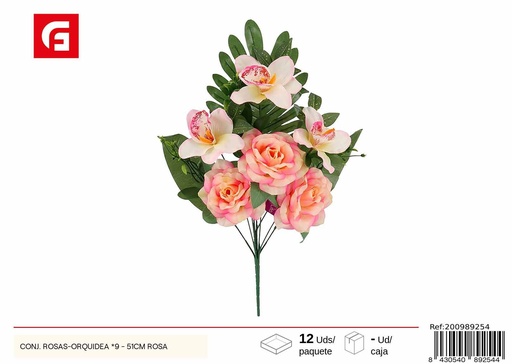 [200989254] Conjunto rosas orquídea x 9-51 cm rosa - Flores artificiales y decoración