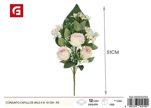 [200941254] Conjunto de capullos salvajes x 8 - 51 cm - Rosa, flores artificiales