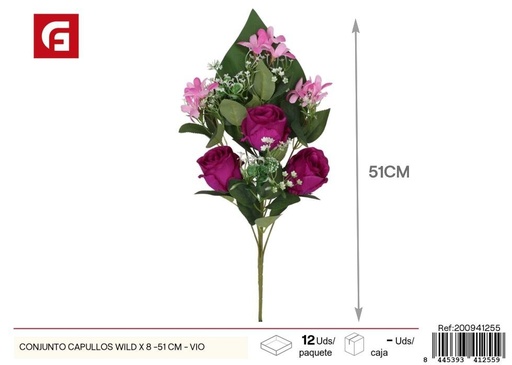 [200941255] Conjunto de capullos salvajes x 8 - 51 cm - Violeta, flores artificiales