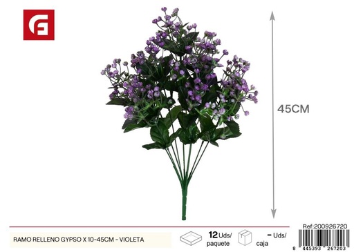 [200926720] Ramo de gypsos violetas 10 piezas 45 cm - Flores de relleno para decoración