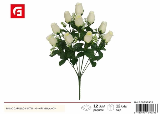 [200998933] Ramo de Capullos Satin, 10 unidades - 47 cm, color blanco