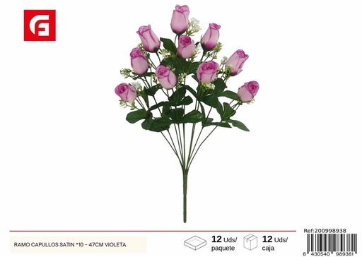 [200998938] Ramo de Capullos Satin, 10 unidades - 47 cm, color violeta