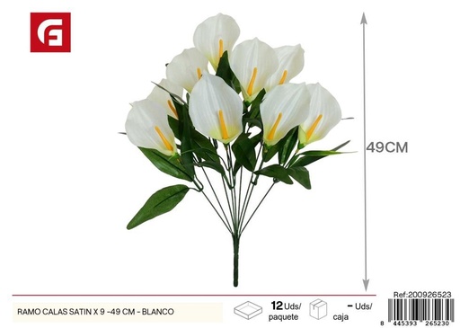 [200926523] Ramo de calas satinadas blancas 9 piezas 49 cm - Arreglos florales elegantes
