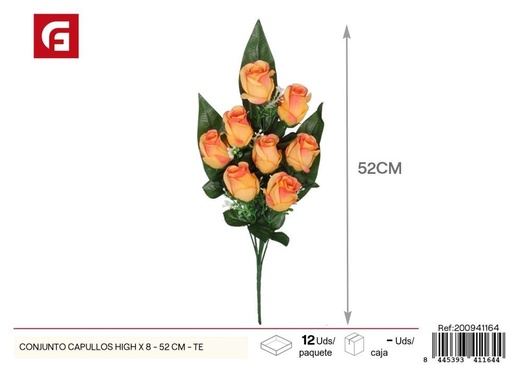 [200941164] Conjunto de capullos premium 8 uds - 52 cm - Color té - Ramos decorativos de flores artificiales