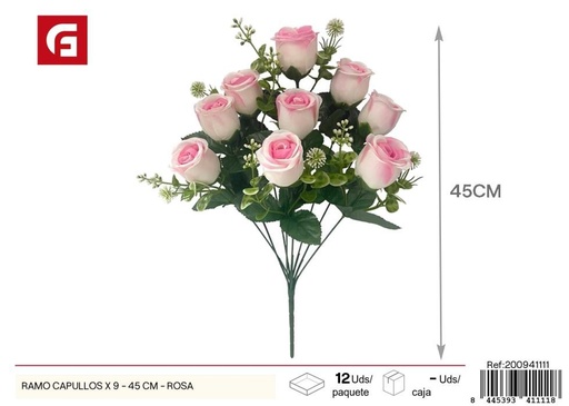 [200941111] Ramo de capullos 9 uds - 45 cm - Color rosa - Ramos decorativos de flores artificiales