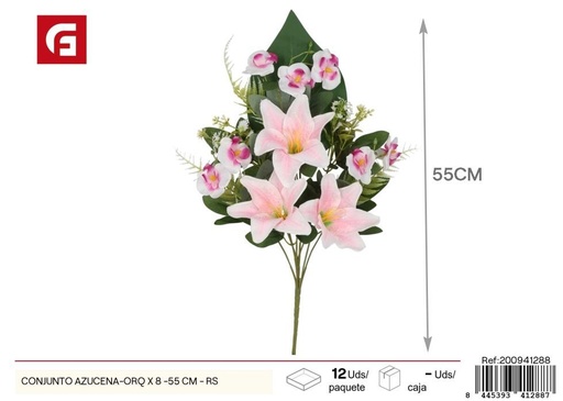 [200941288] Conjunto de azucenas y orquídeas x 8 - 55 cm - Rosa, flores artificiales