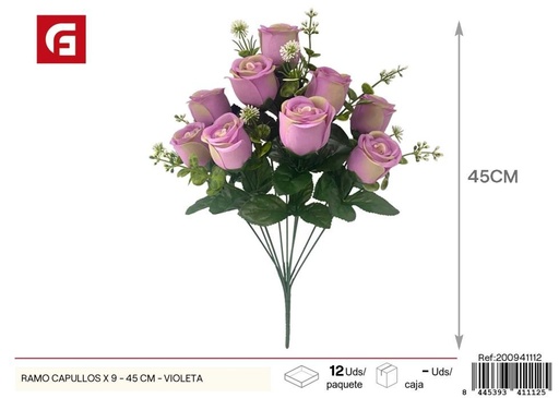 [200941112] Ramo de capullos x 9 - 45 cm - Violeta, flores artificiales para decoración