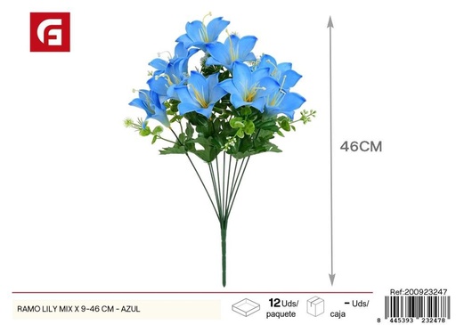 [200923247] Ramo mixto de lirios azules 9 piezas - Ramos decorativos y arreglos florales