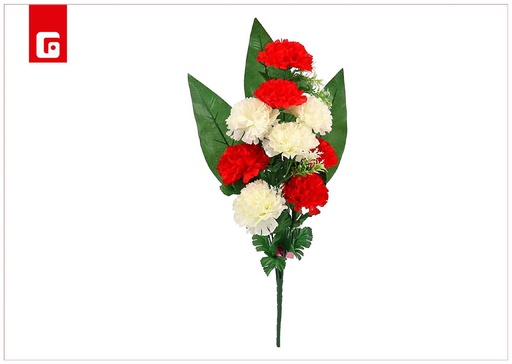 [200974140] Conjunto de claveles mixtos 9 uds - 53 cm - Color rojo - Ramos decorativos de flores artificiales