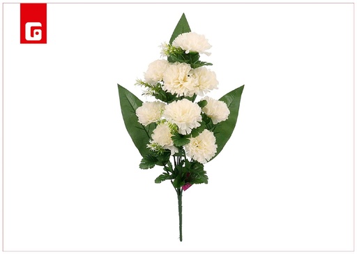 [200989202] Conjunto de claveles mixtos 9 uds - 53 cm - Color crema - Ramos decorativos de flores artificiales