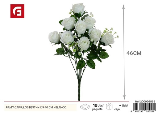 [200926555] Ramo de capullos seleccionados 9 uds - 46 cm - Color blanco - Ramos decorativos de flores artificiales