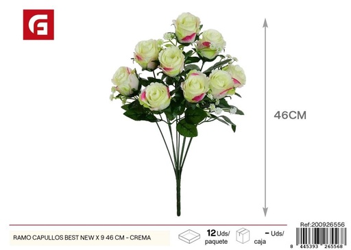 [200926556] Ramo de capullos seleccionados 9 uds - 46 cm - Color crema - Ramos decorativos de flores artificiales