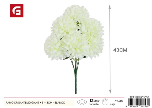 [200923253] Ramo gigante de crisantemos blancos 6 piezas - Flores artificiales XXL y decoración