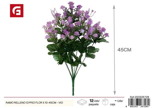 [200926728] Ramo de gypsos violetas con flor 10 piezas 45 cm - Complemento decorativo floral