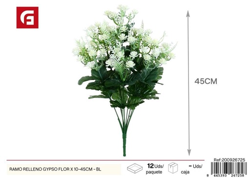 [200926725] Ramo de gypsos blancos 10 piezas 45 cm - Flores de relleno elegantes