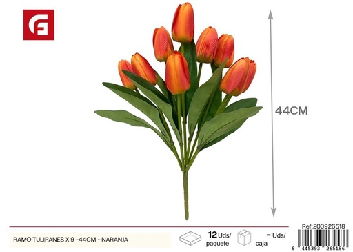 [200926518] Ramo de tulipanes naranjas 9 piezas 44 cm - Decoraciones florales de colores brillantes