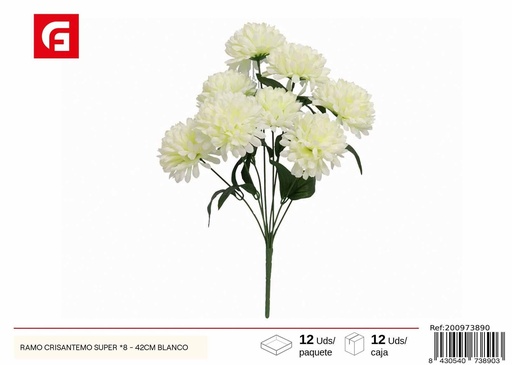 [200973890] Ramo de crisantemo super de 8 cabezas - Flores artificiales y decoración