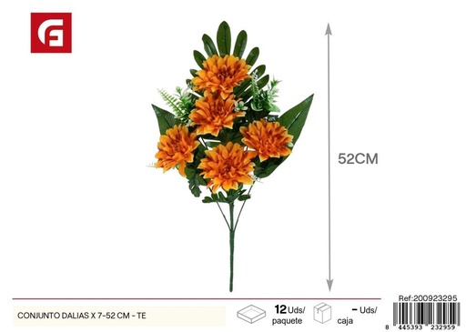 [200923295] Conjunto de dalias 7 piezas 52 cm - Color café - Flores artificiales decorativas