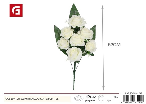 [200941153] Conjunto de rosas danesas x 7 - 52 cm - Blanco, flores artificiales