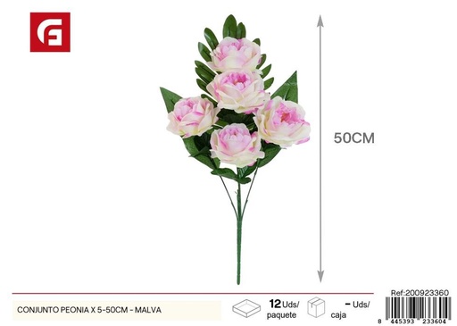 [200923360] Conjunto de Peonias artificiales malva x 5 - 50 cm - Decoración floral