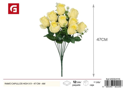 [200941115] Ramo de Capullos altos amarillos x 9 - 47 cm - Decoración floral