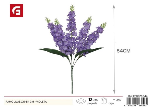 [200926644] Ramo de lilas violetas 5 piezas 54 cm - Ramos de flores decorativas