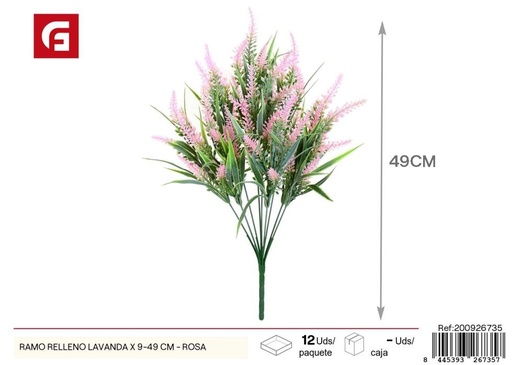 [200926735] Ramo de lavanda rosa 9 piezas 49 cm - Flores artificiales decorativas
