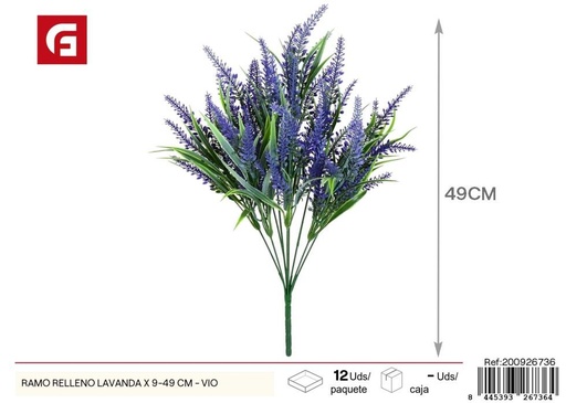 [200926736] Ramo de lavanda violetas 9 piezas 49 cm - Ramos de flores para el hogar