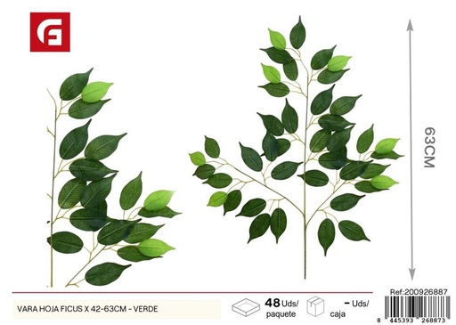 [200926887] Vara de hoja Ficus x 42 - 63 cm Verde - Flores artificiales