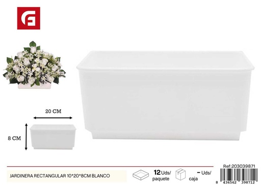 [203039871] Jardinera rectangular blanca 10*20*8 cm - Macetas decorativas