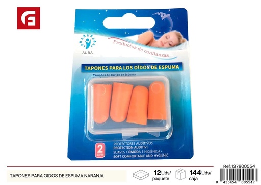 [137800554] Tapones para oídos de espuma naranja - Accesorios de verano