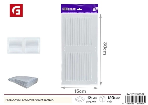 [201240072] Rejilla de ventilación blanca 15x30cm - Accesorios de ventilación para el hogar