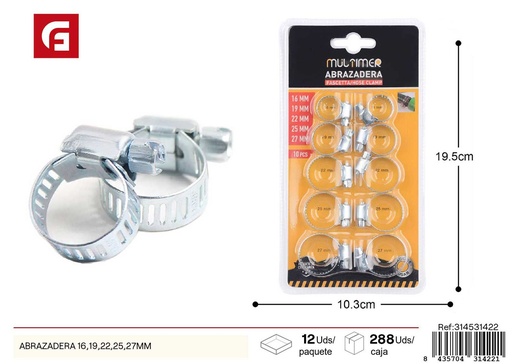 [314531422] Abrazadera 16/19/22/25/27mm - Accesorios de sujeción para ferretería