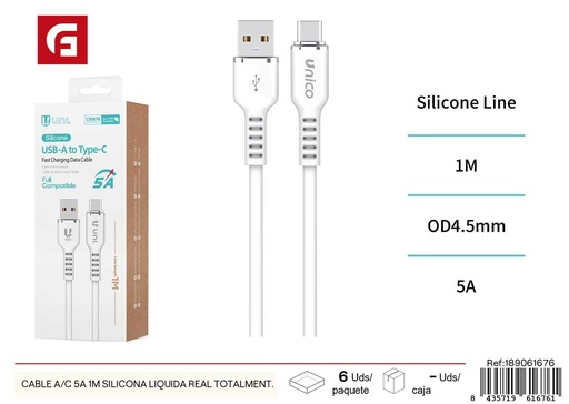 [189061676] Cable A/C 5A 1m silicona líquida totalmente compatible - Cargadores compatibles