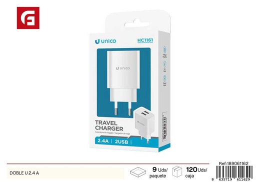 [189061162] Doble U 2.4A - Cargador para dispositivos electrónicos