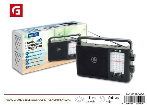 [106290436] Radio grande Bluetooth USB/TF enchufe recargable/pilas FMBLU-4409 - Entretenimiento portátil