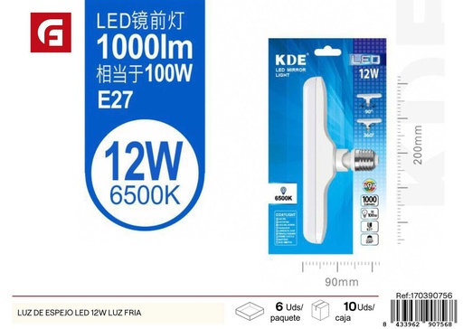 [170390756] Luz de espejo LED 12w luz fría - Decoración y funcionalidad de espejos