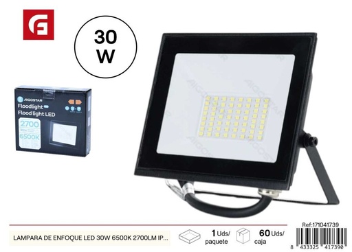 [171041739] Lámpara de enfoque LED 30W 6500K 2700LM IP65 - Iluminación para interiores y exteriores