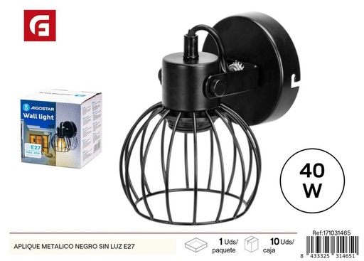 [171031465] Aplique metálico negro E27 sin bombilla - Accesorios de iluminación y decoración