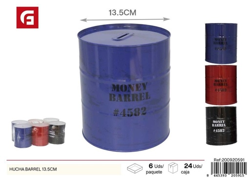 [200920591] Hucha barrel de 13.5cm decorada - Ahorro y decoración