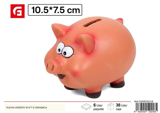 [200959218] Hucha cerdito de cerámica 10.5x7.5 cm - Ahorro decorativo para niños