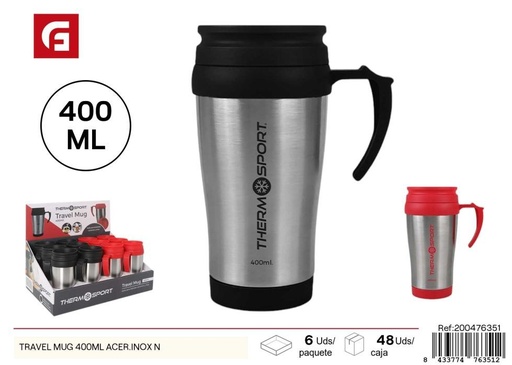 [200476351] Taza de viaje de acero inoxidable 400 ml - Accesorios para bebida